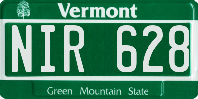 VT license plate NIR628