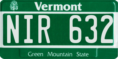 VT license plate NIR632
