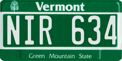 VT license plate NIR634