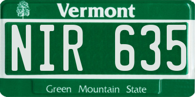 VT license plate NIR635