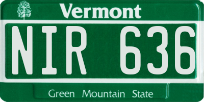 VT license plate NIR636