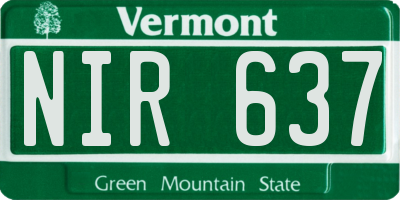 VT license plate NIR637