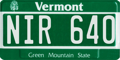 VT license plate NIR640