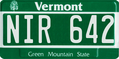 VT license plate NIR642
