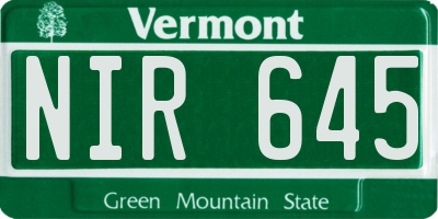 VT license plate NIR645