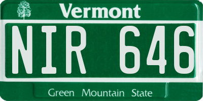 VT license plate NIR646