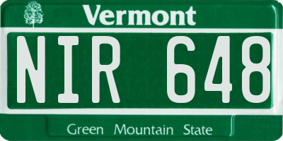VT license plate NIR648