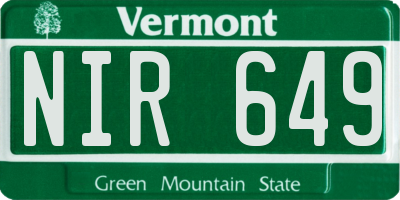 VT license plate NIR649