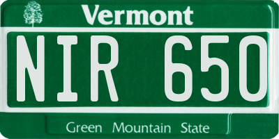 VT license plate NIR650