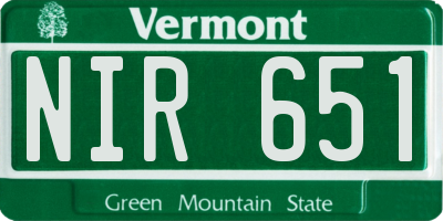 VT license plate NIR651