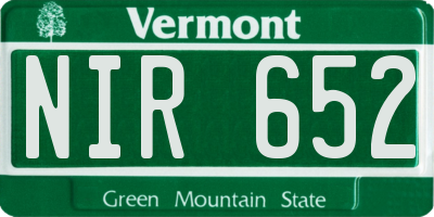 VT license plate NIR652