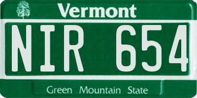 VT license plate NIR654