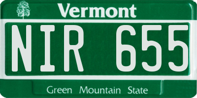 VT license plate NIR655