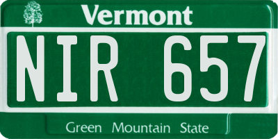 VT license plate NIR657