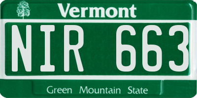 VT license plate NIR663