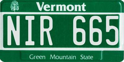 VT license plate NIR665