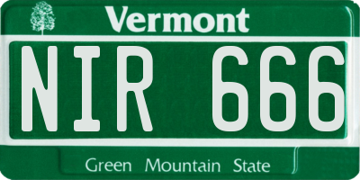 VT license plate NIR666