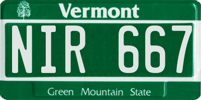 VT license plate NIR667
