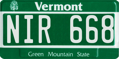 VT license plate NIR668