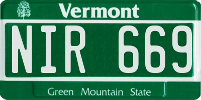 VT license plate NIR669