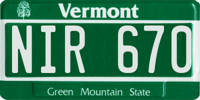 VT license plate NIR670