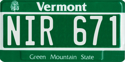VT license plate NIR671