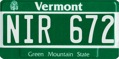 VT license plate NIR672