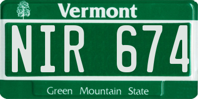 VT license plate NIR674