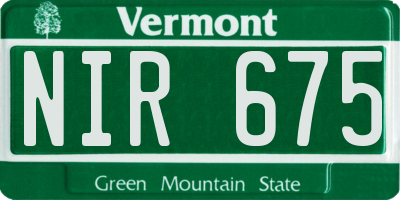 VT license plate NIR675