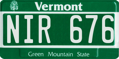 VT license plate NIR676