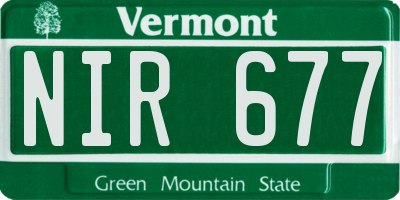 VT license plate NIR677
