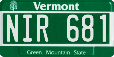 VT license plate NIR681