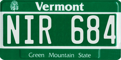 VT license plate NIR684