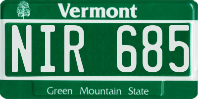 VT license plate NIR685