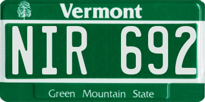 VT license plate NIR692