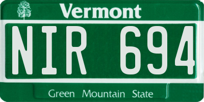 VT license plate NIR694