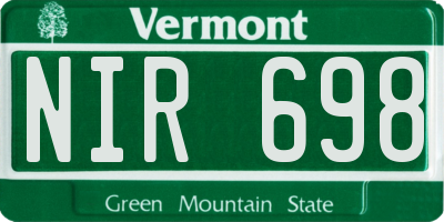 VT license plate NIR698