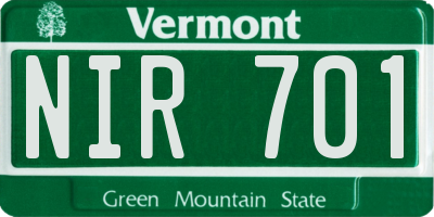 VT license plate NIR701