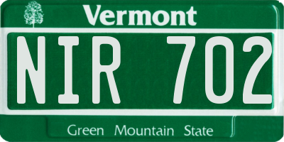 VT license plate NIR702