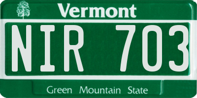 VT license plate NIR703