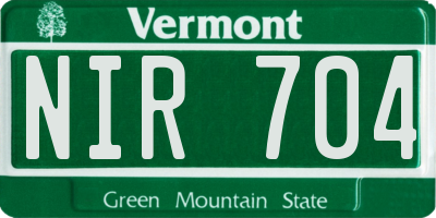 VT license plate NIR704