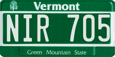 VT license plate NIR705