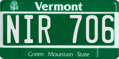 VT license plate NIR706