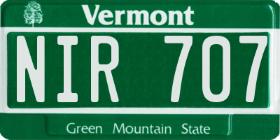 VT license plate NIR707