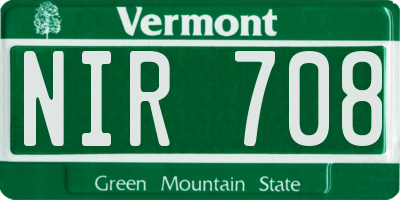 VT license plate NIR708