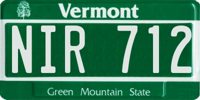 VT license plate NIR712