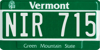 VT license plate NIR715