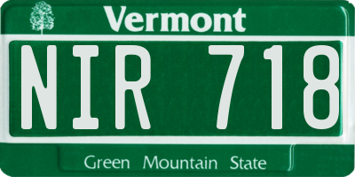 VT license plate NIR718