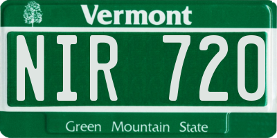 VT license plate NIR720