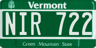 VT license plate NIR722